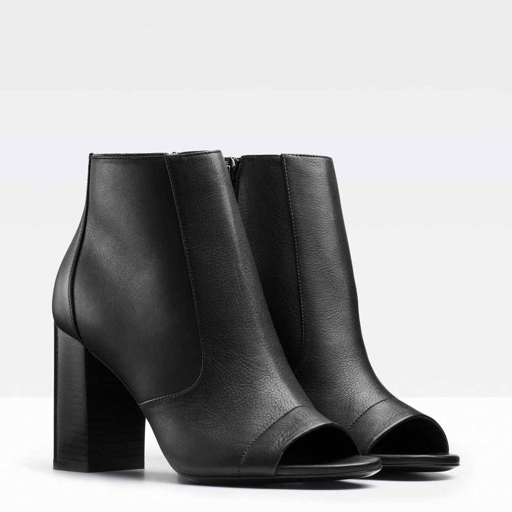 Vince. Peep Toe Block Heel Boots Leather Size 11